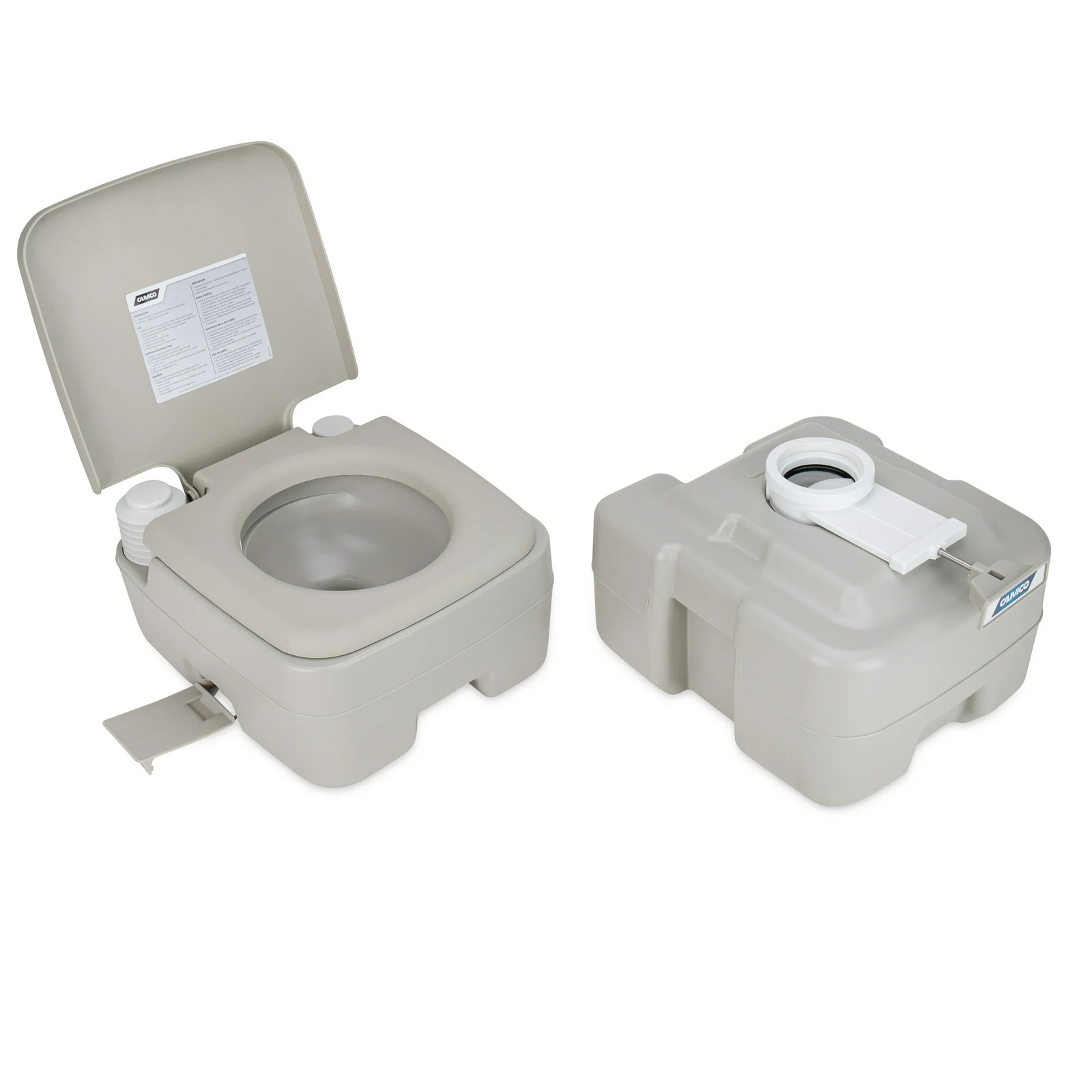 Camco 41541 5.3 Gallon Portable Travel Toilet – Lightweight – Gray