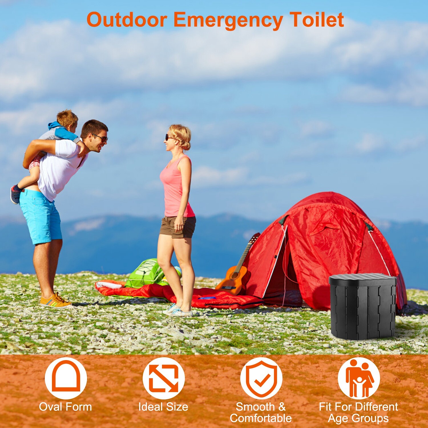 Portable Folding Toilet Potty Seat for Travel Camping Car Emergency Kit with Lid