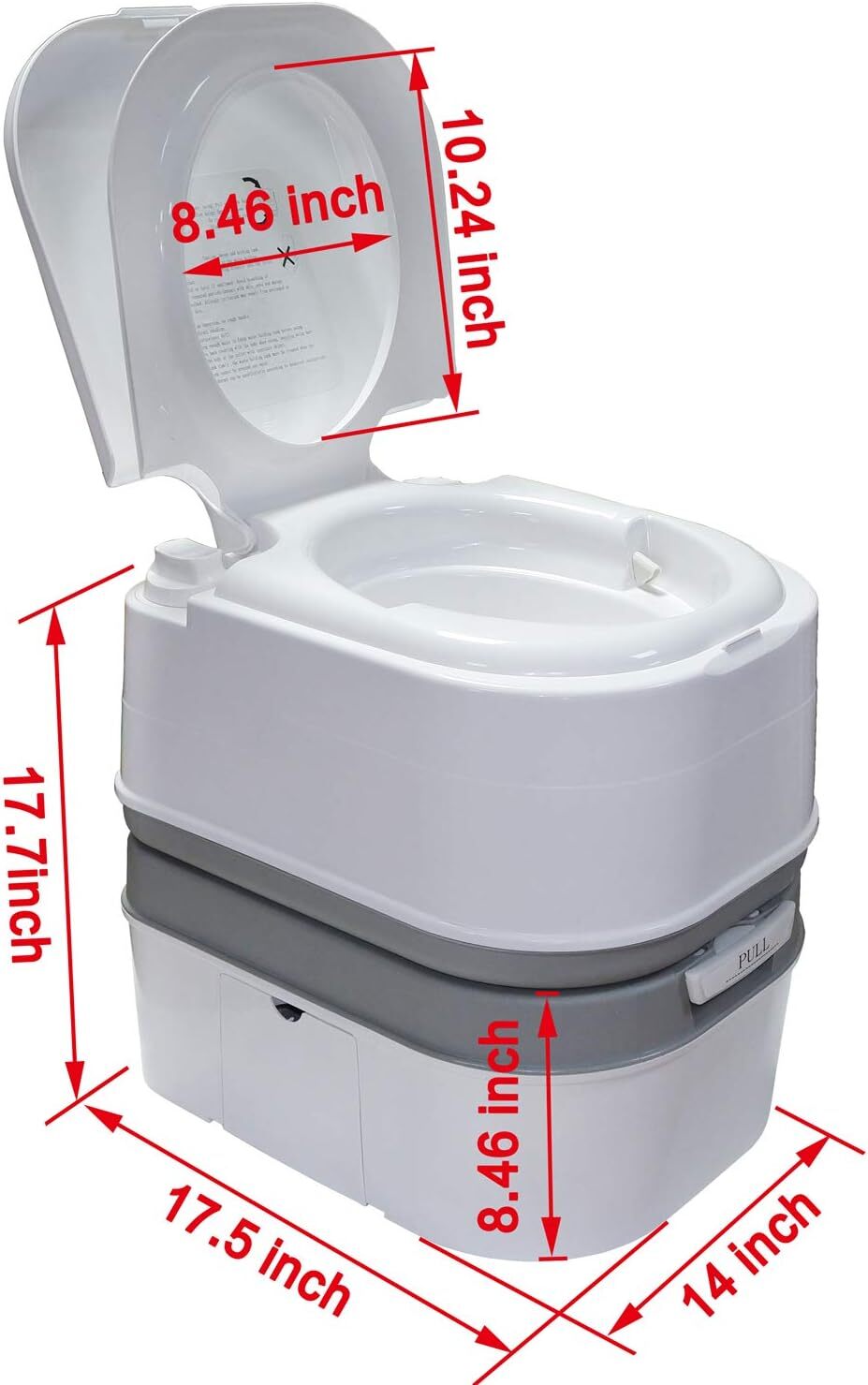 6.3 Gallon 24L Advanced Portable Toilet Flush Camping Travel Piston Pump Commode