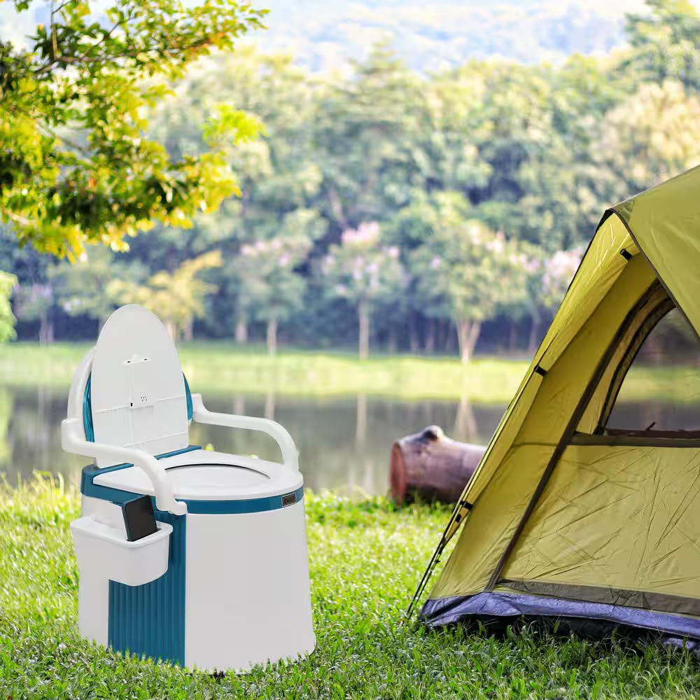 Portable Toilet with 5 Gal. Bucket Inner, Camping RV Toilet for Home, Boat, Van,