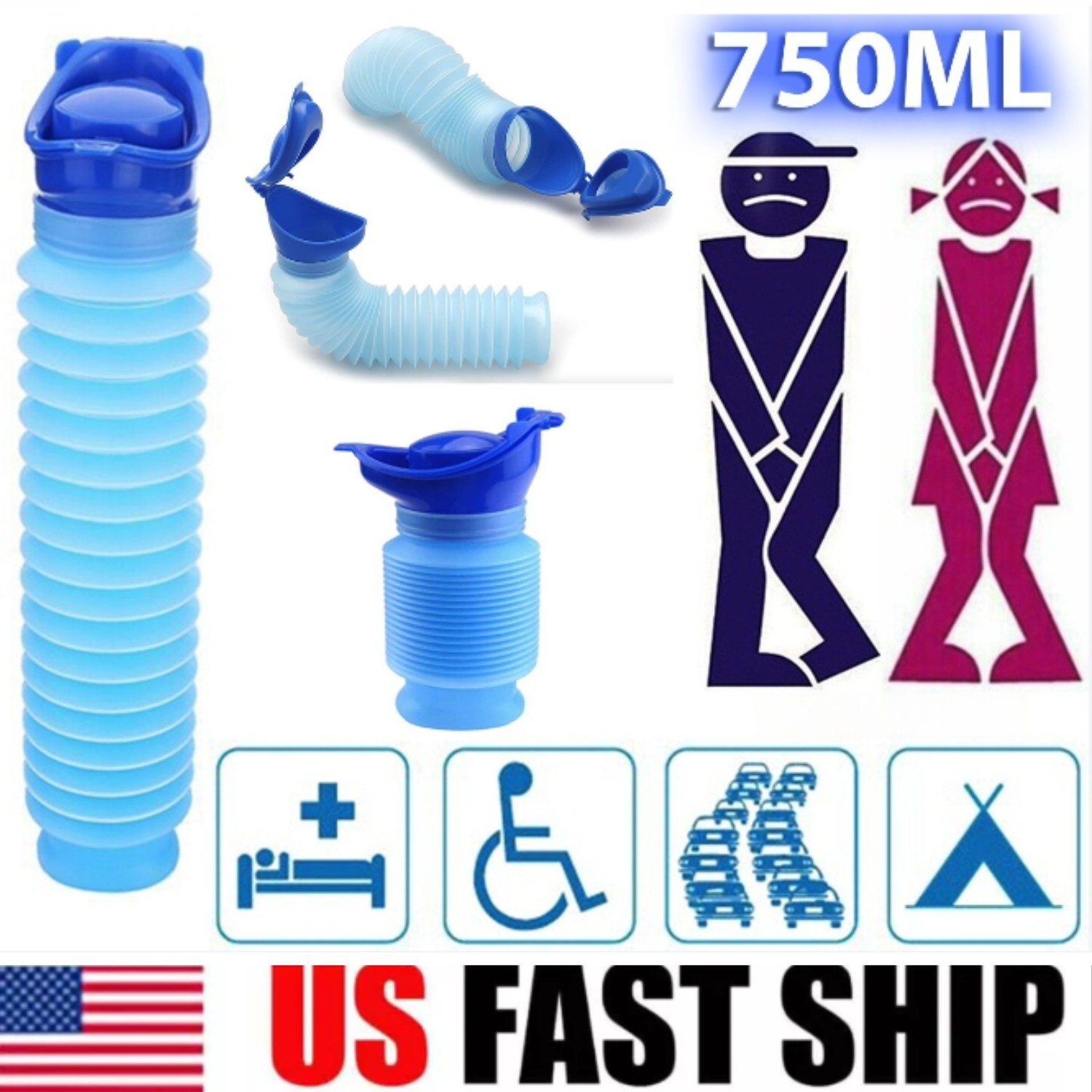 Male Female Portable Urinal Travel Camping Car Toilet Pee Bottle Emergency Kit
