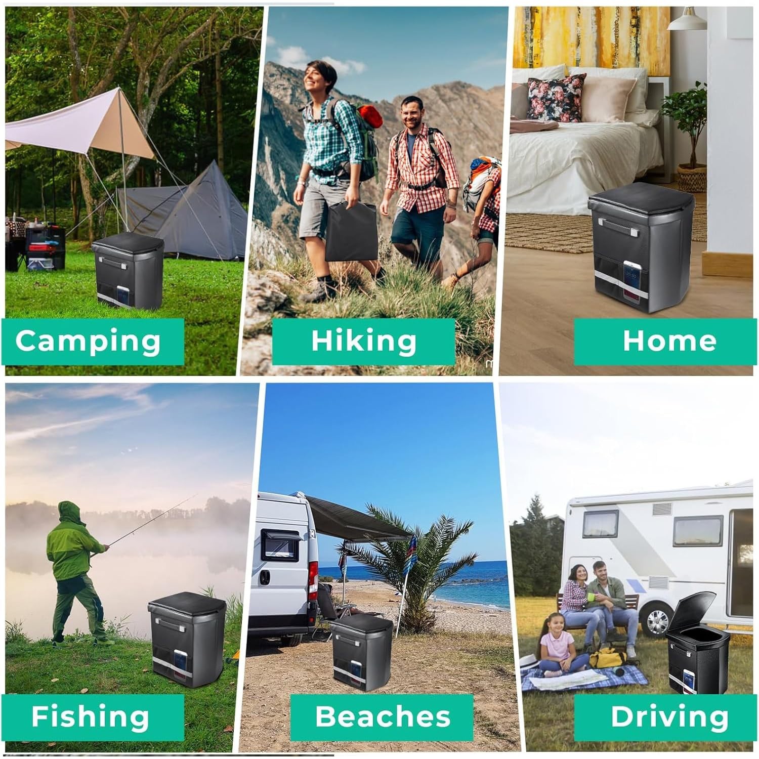 Upgraded XL Portable Toilet for Adults – Tall Camping Potty with Lid & Carry Bag