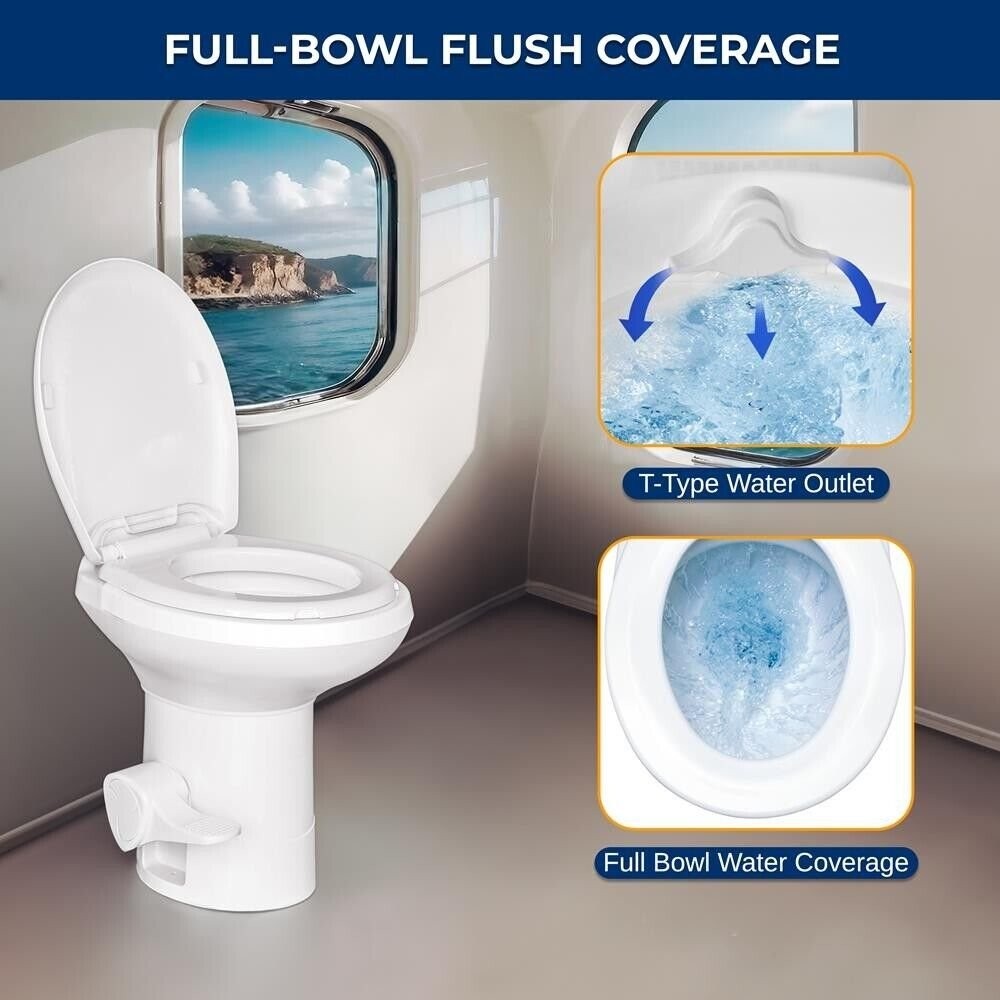 SereneLife Portable Gravity Flush Toilet High Profile with Foot Pedal Operation