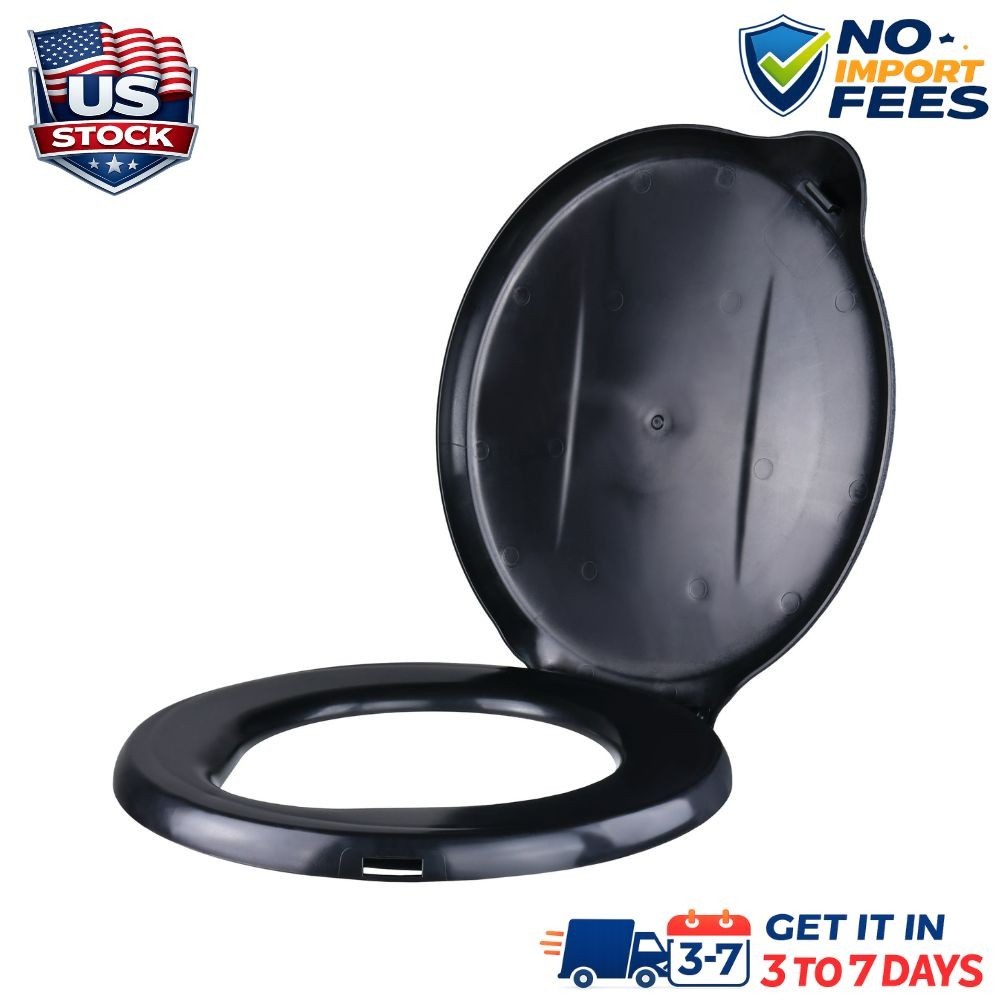 5 Gallon Bucket Toilet Seat w/ Lid Travel Outdoor Camping Hiking Snap On Black