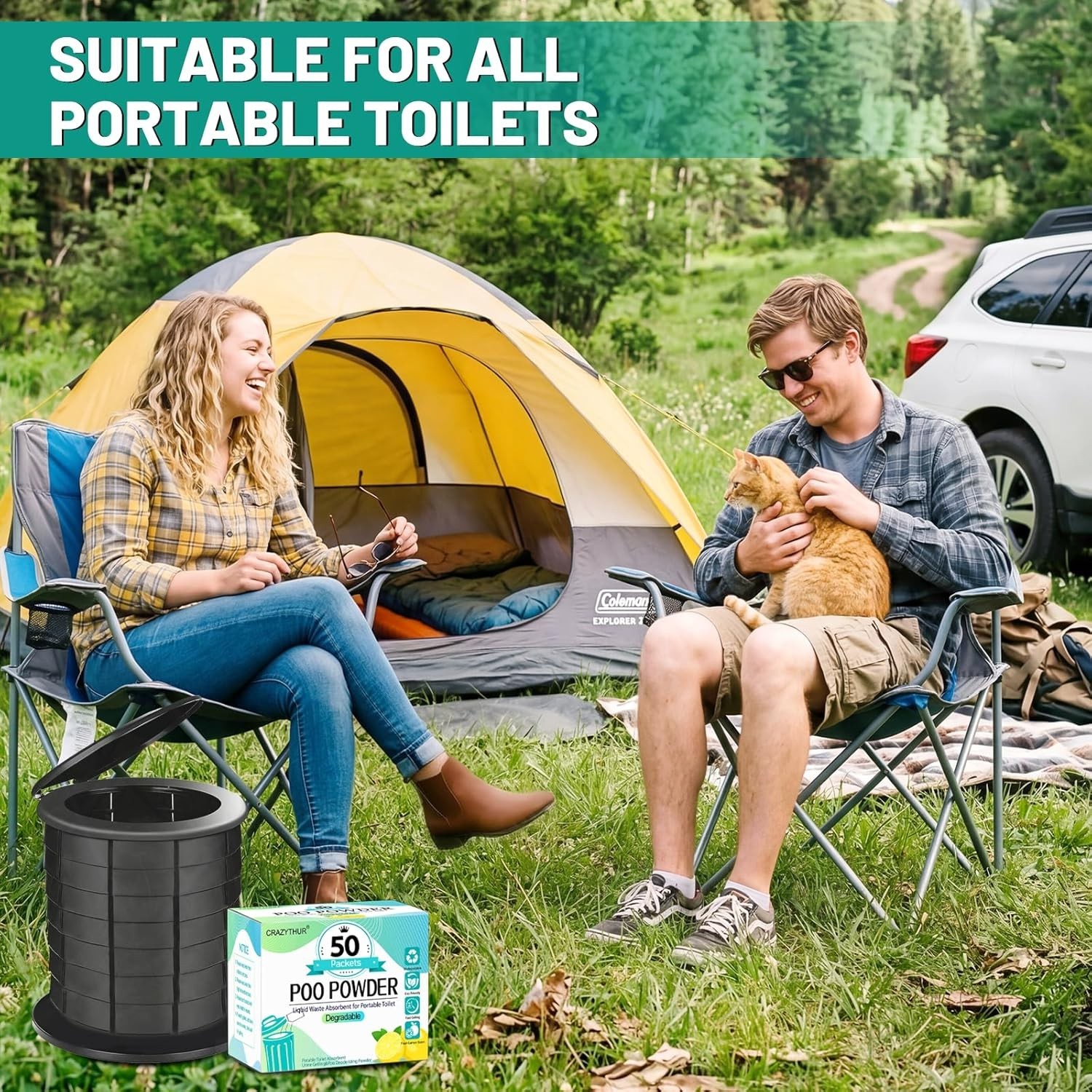 Portableportable Toilet Gel, Poo Powder for Portable Toilet, Camping Toilet Gel,