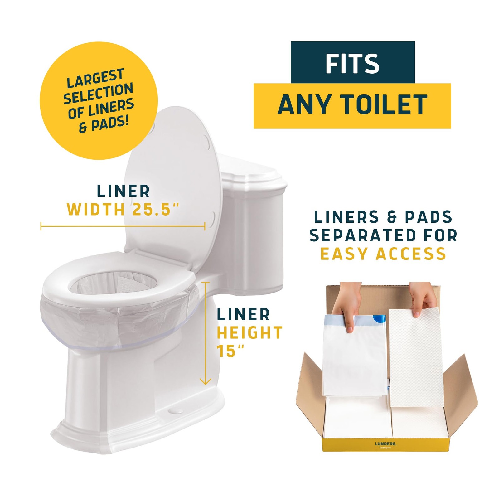Toilet Liners Lemon Super Absorbent Disposable 20 Count Universal Fit Emergency
