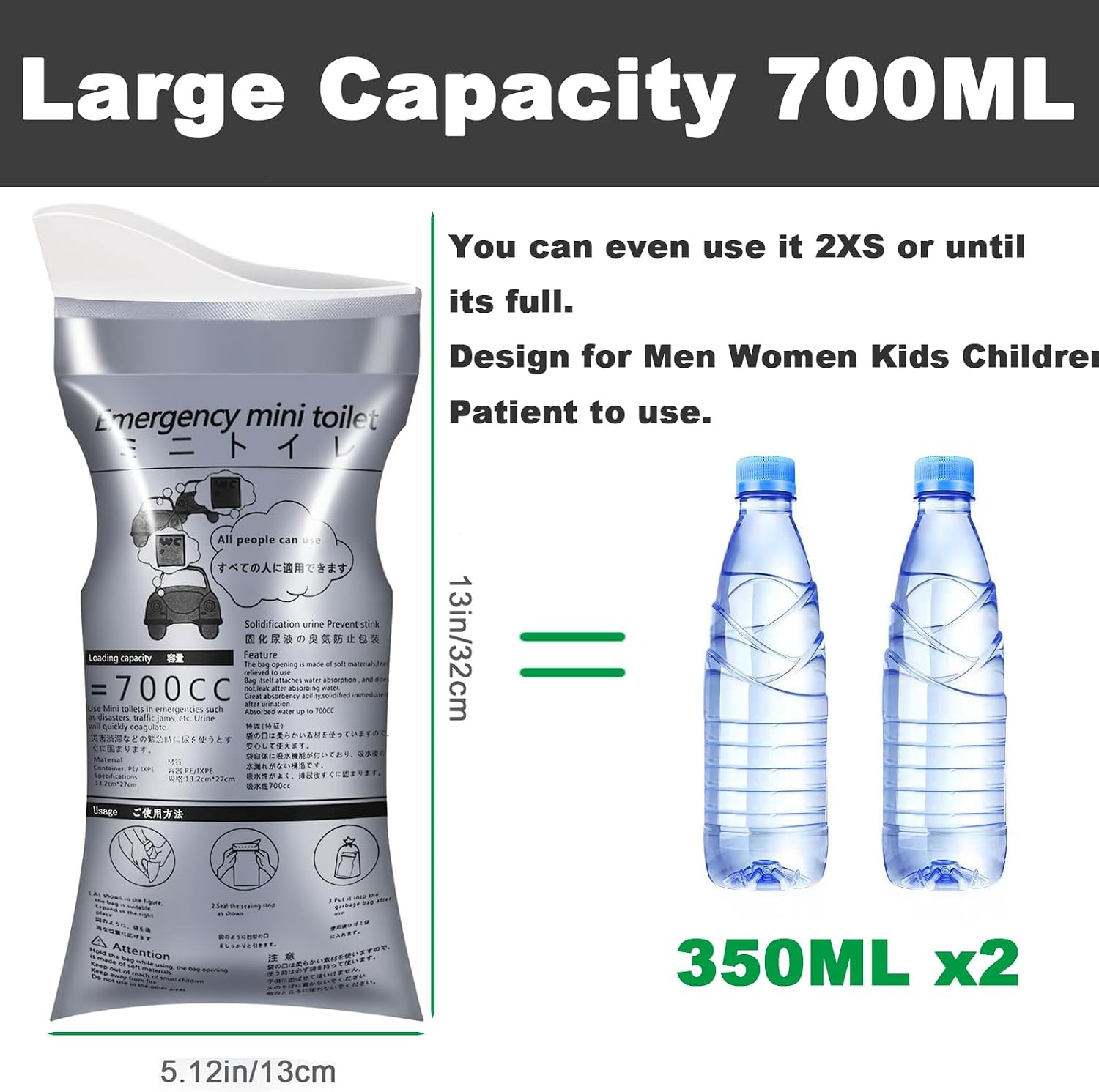 Pack of 10 Disposable Urinal Bags Camping Pee Bags Unisex Urine Bag Vomit Bag
