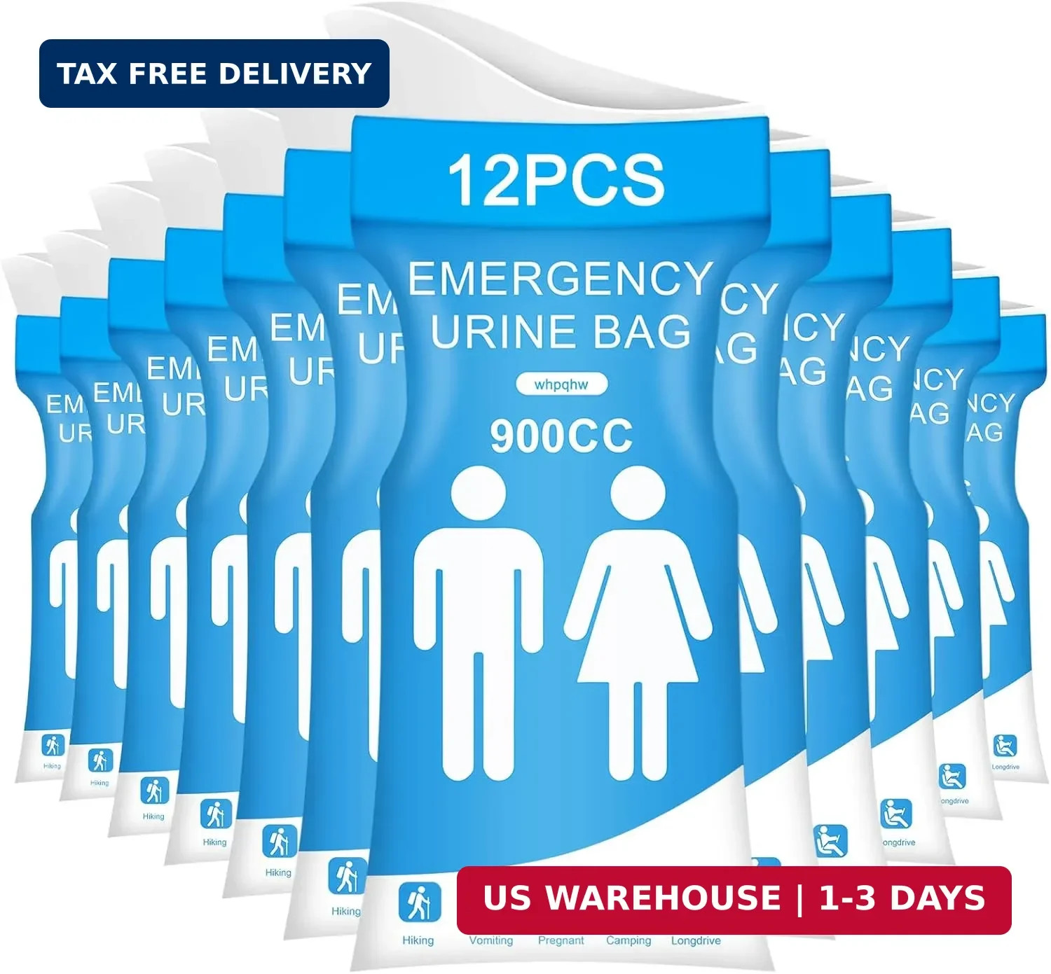 12 PCS Disposable Urine Bags,900ML Pee Bags for Travel for Women and Men, Portab