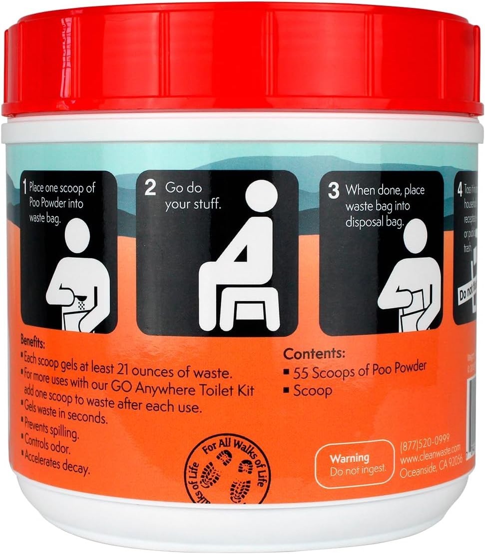 Portable Mini Poo Powder Deodorizing Waste Treatment – 55 Scoops – Pee and Po…