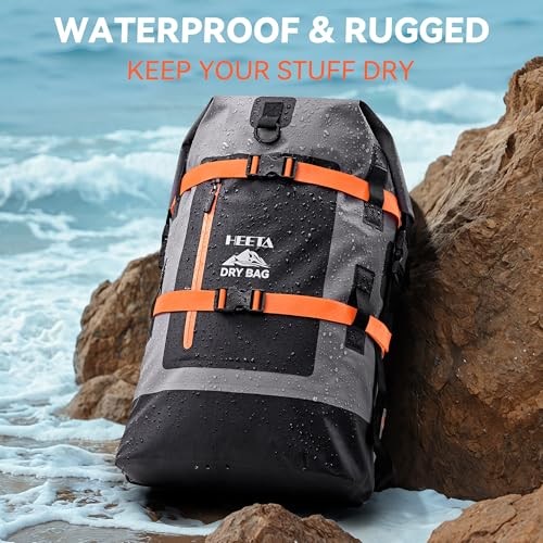 Dry Bags Waterproof Backpack for Men & Women, Roll Top Heavy Duty 40L Grey