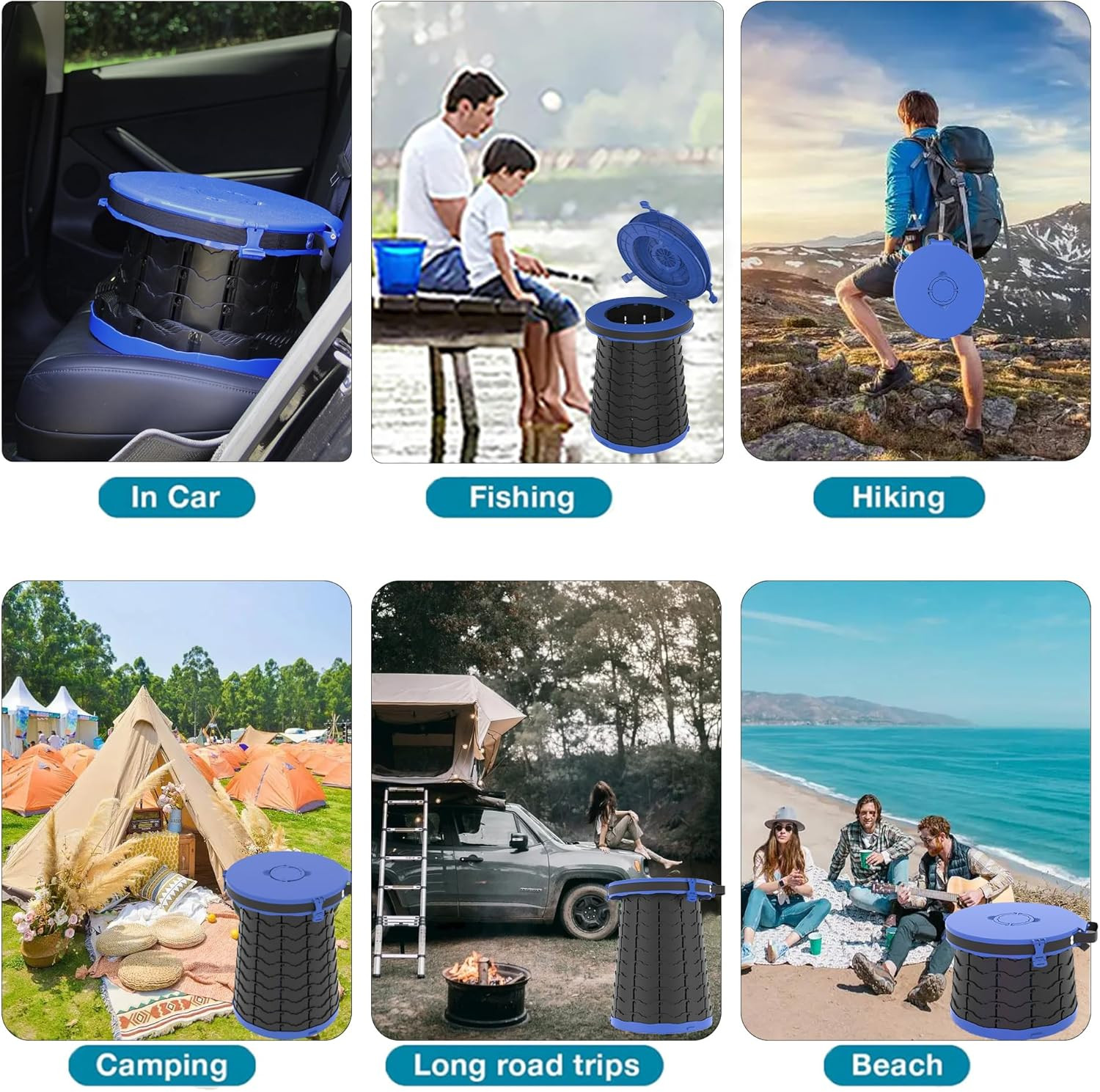XXL Portable Toilet for Camping,880Lbs Capacity,19.7″ H Adjustable Outdoor Toile