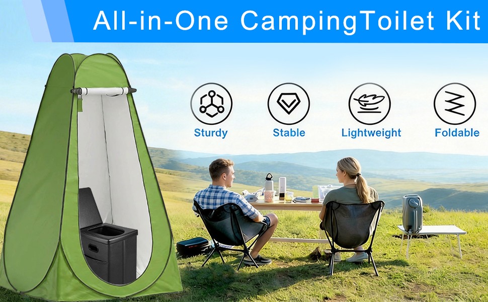 Portable Toilet for Camping, Foldable Travel Toilet for Adults, Heavy Duty