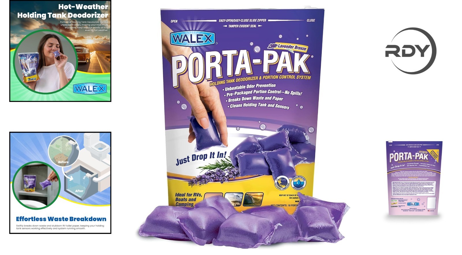Lavender Breeze Porta-Pak Holding Tank Deodorizer – Breaks Down Waste & Odors