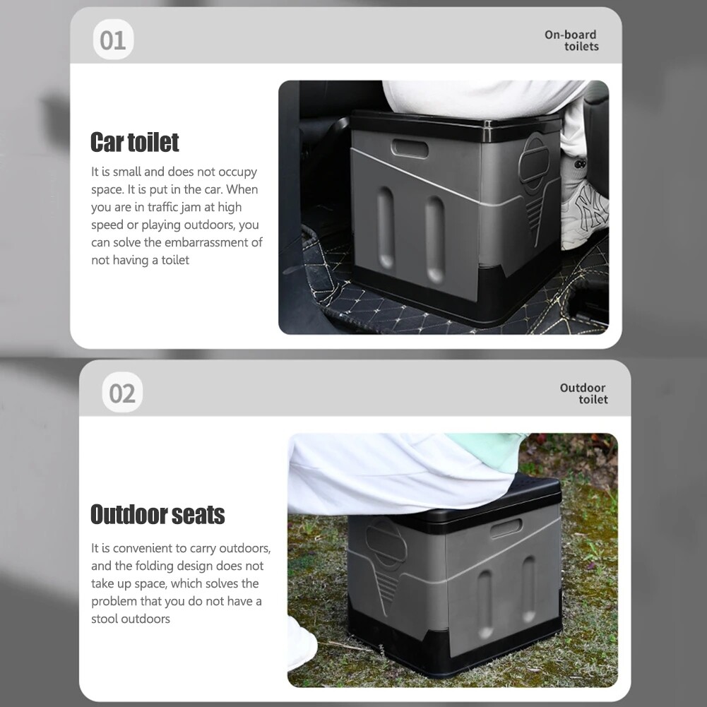 Portable Toilet Car Hiking Emergency Folding Toilet Strong Bearing Reusable