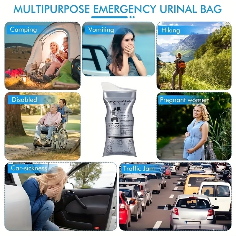 Pack of 10 Disposable Urinal Bags Camping Pee Bags Unisex Urine Bag Vomit Bag