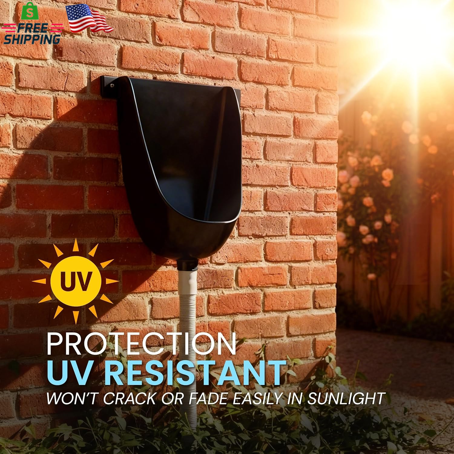 Waterless Urinal with Hose (Black) – UV Resistant outside Urinal, Outdoor Plasti
