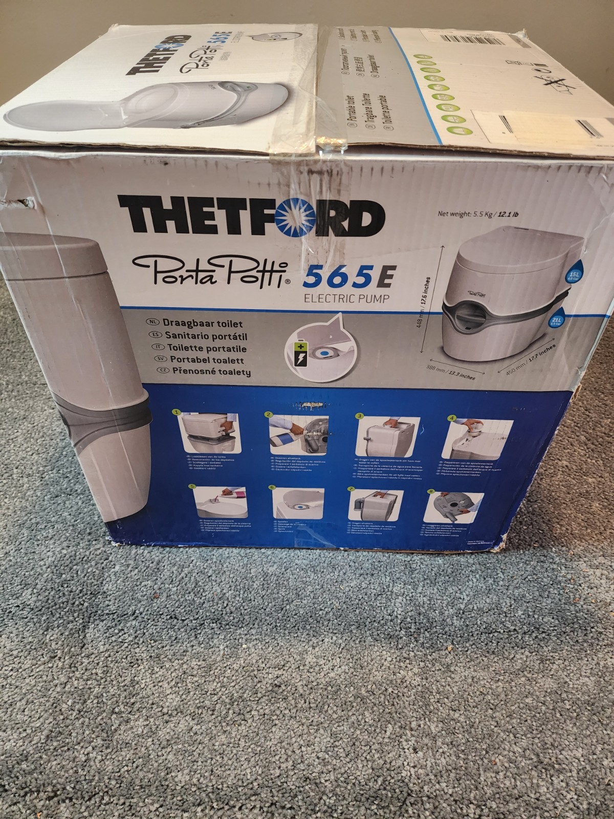 Thetford Porta Potti 565E Curve Portable RV or Boat Toilet