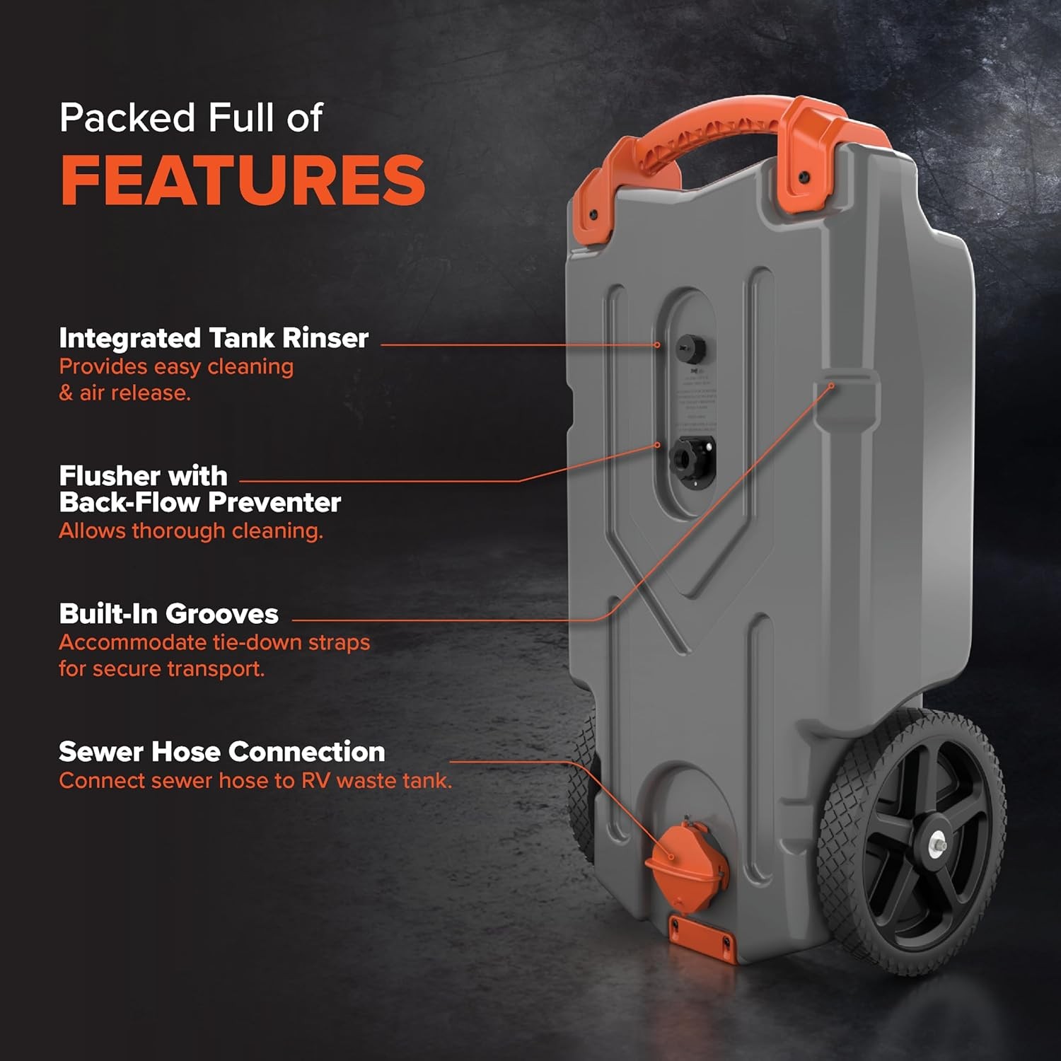 Rhino 15-Gallon Portable RV Tote Tank – Features Heavy-Duty