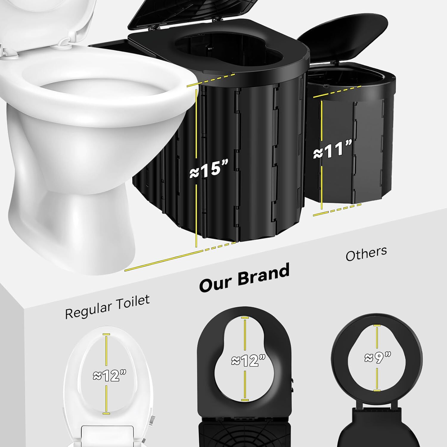 Upgrade XL Portable Toilet for Adults Extra Large Portable Travel Floding Toilet
