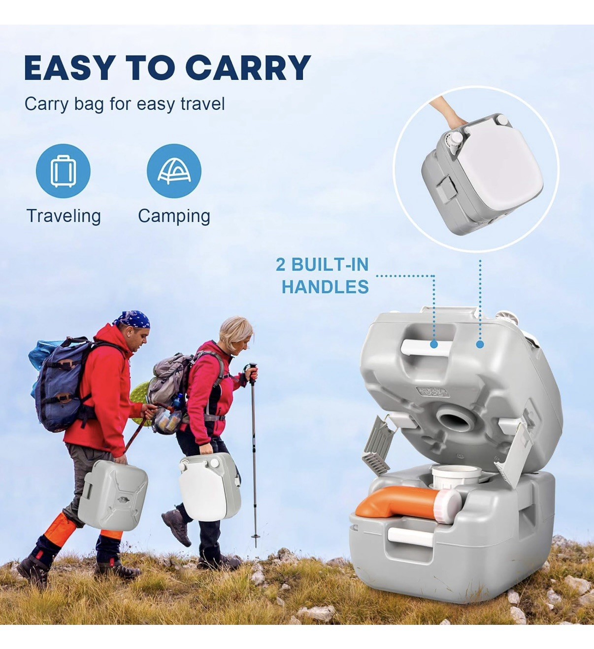 Kohree Portable RV Camping Toilet Porta Potty 5.8 Gallon Detachable Waste Tank