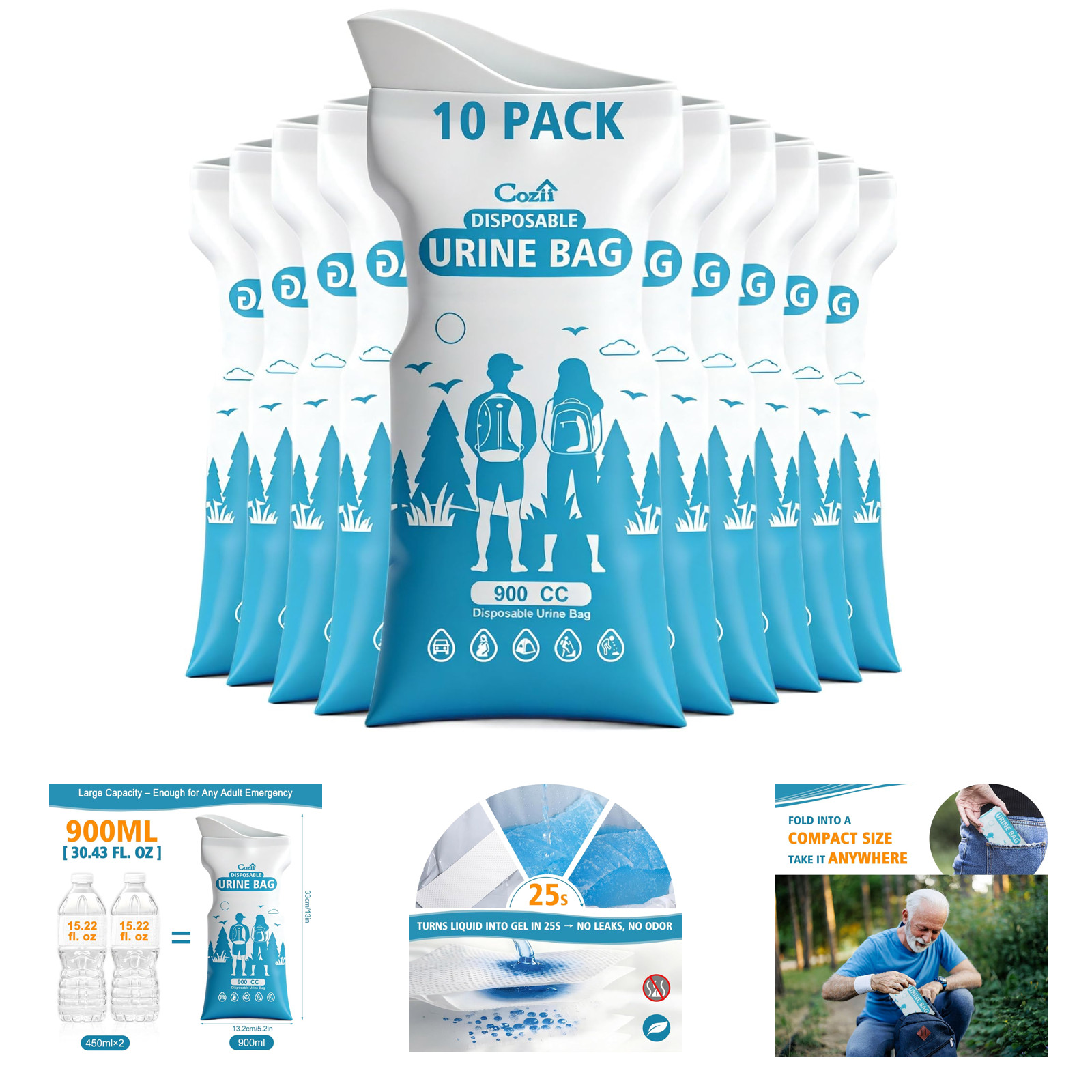 Disposable Urine Bags Large Capacity Unisex Travel Emergency Pee Vomit Bags