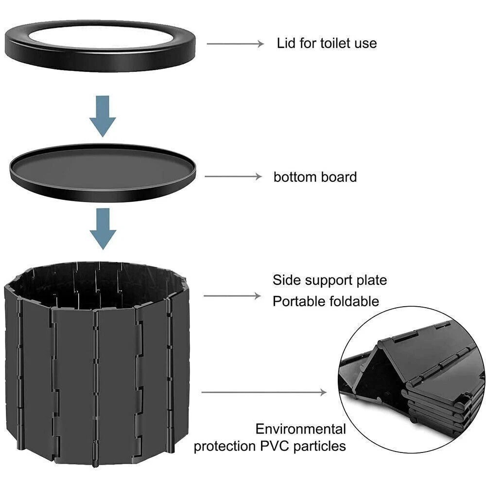 Portable Folding Car Toilet Outdoor Travel Emergency Toilet Camping Black New
