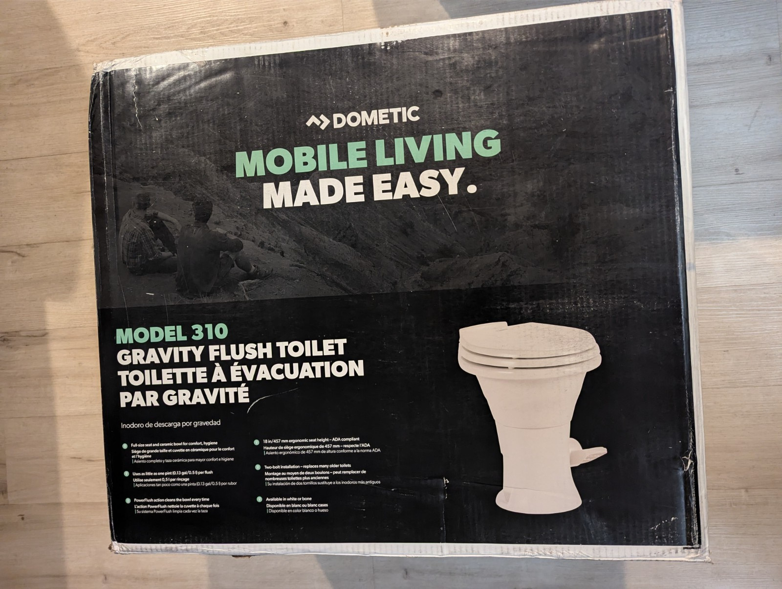 Dometic 310 Porcelain Gravity-Flush Toilet- White 9108923941 WSC/RT/White *Read