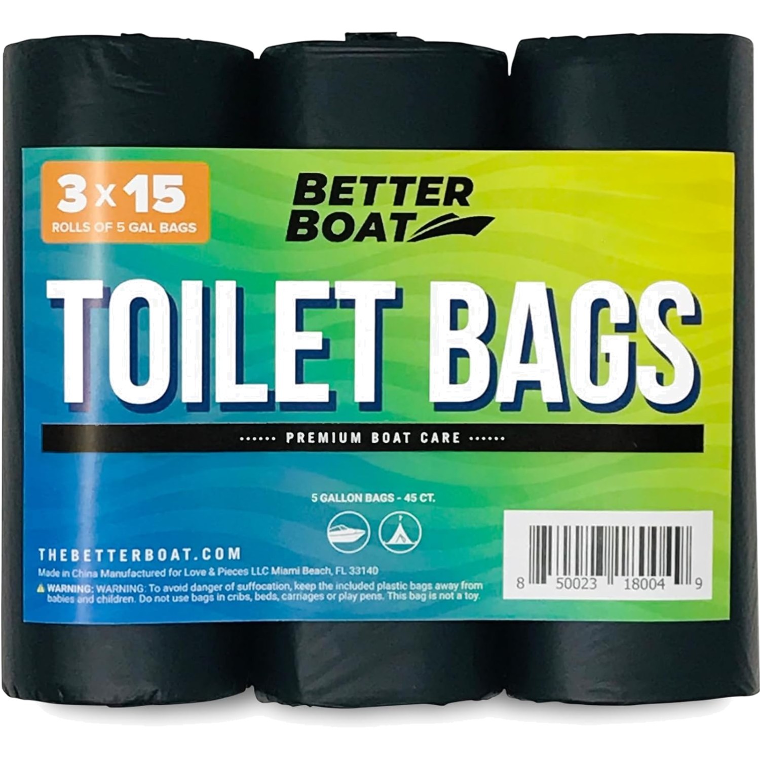 45 Portable Toilet Bags, Plant Based 8 Gallon for 5 Gallon Buckets Human Wast…