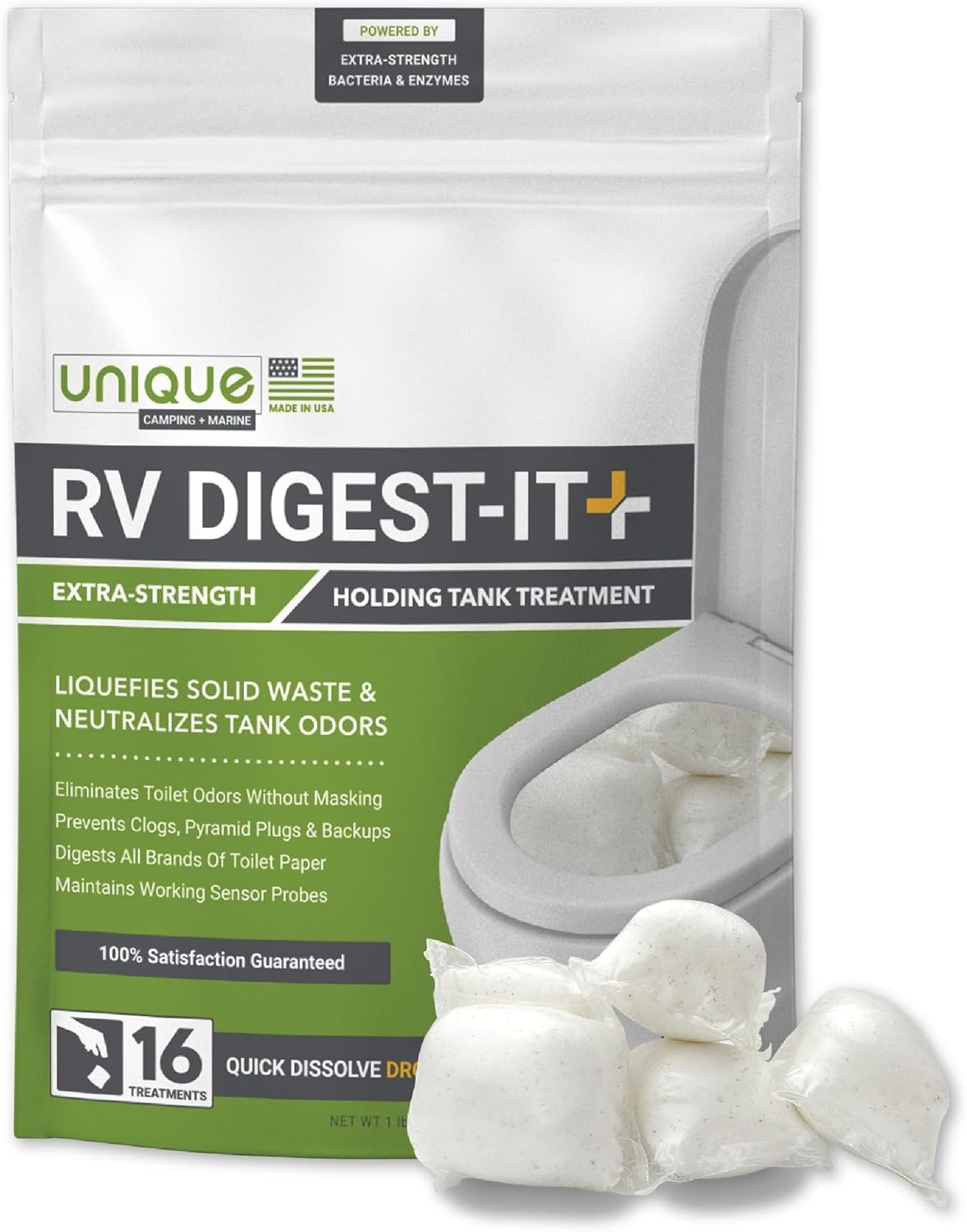 Unique RV Digest-It+ Extra-Strength RV Toilet Treatment Pod – Liquifies Waste an