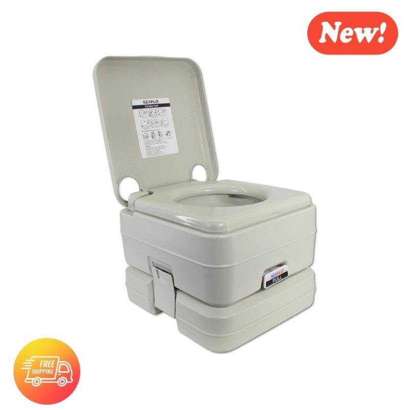 Portable Camping Toilet, 5.3 Gal Waste, 3.4 Gal Fresh, 440lb, 100 Flushes