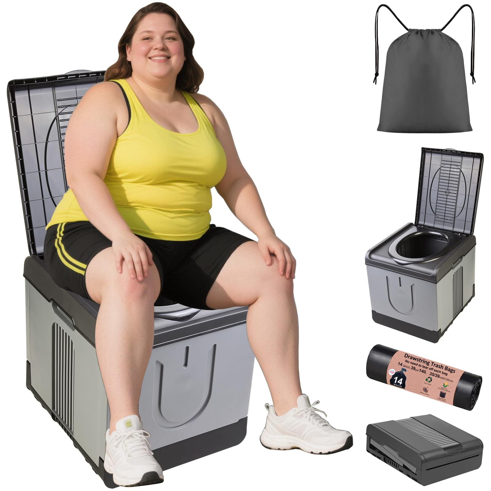 XXL Portable Foldable Toilet for Camping, Hiking, Boating, Travel, and Home Use