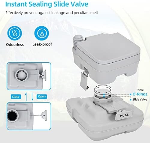 YITAHOME Portable Toilet 2.6 Gallon Camping RV Potty, Double Water Outlet, Pr…