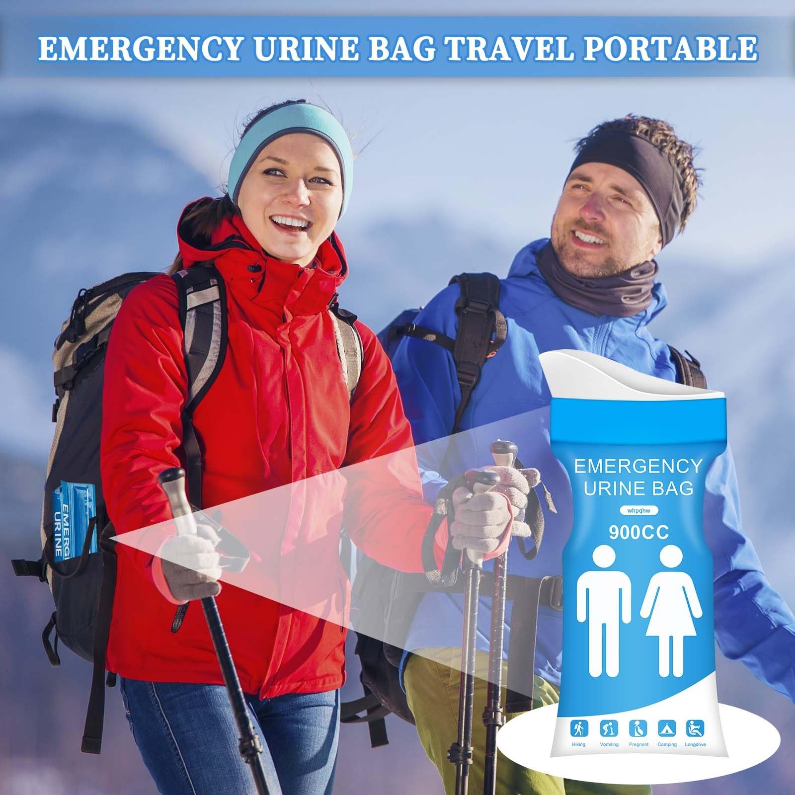 whpqhw 12 PCS Disposable Urine Bags,900ML Pee Bags for Travel Large, blue