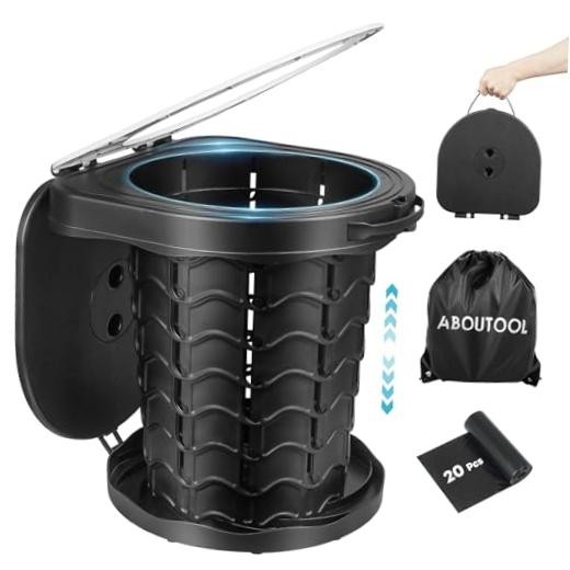 Portable Toilet for Adults, Adjustable Height Camping Toilet Black（1PCS）