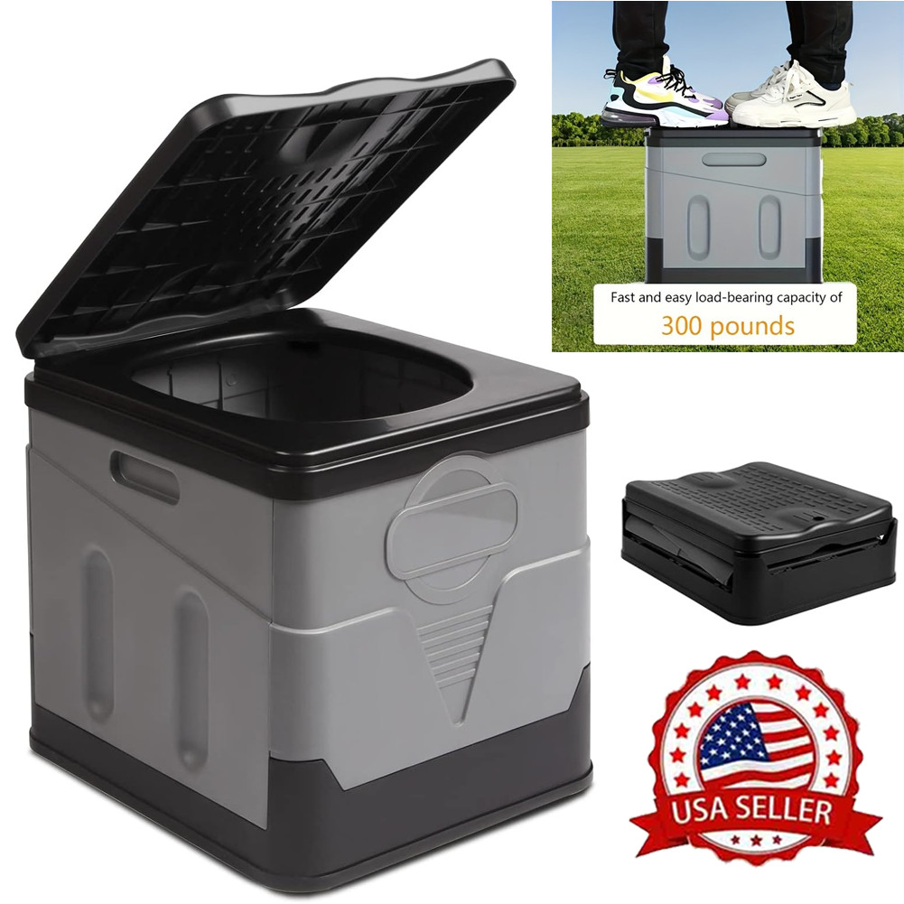 Portable Toilet for Adults, Upgraded Camping Toilets Collapsible Toilet 11.8»