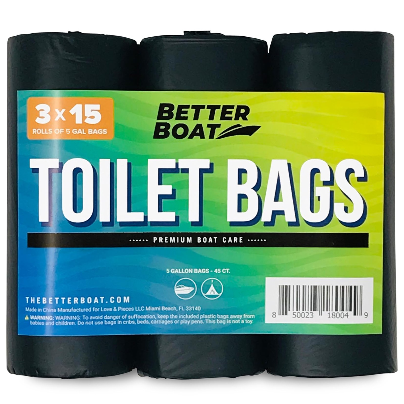 45 Portable Toilet Bags, Plant Based 8 Gallon for 5 Gallon Buckets Human Wast…
