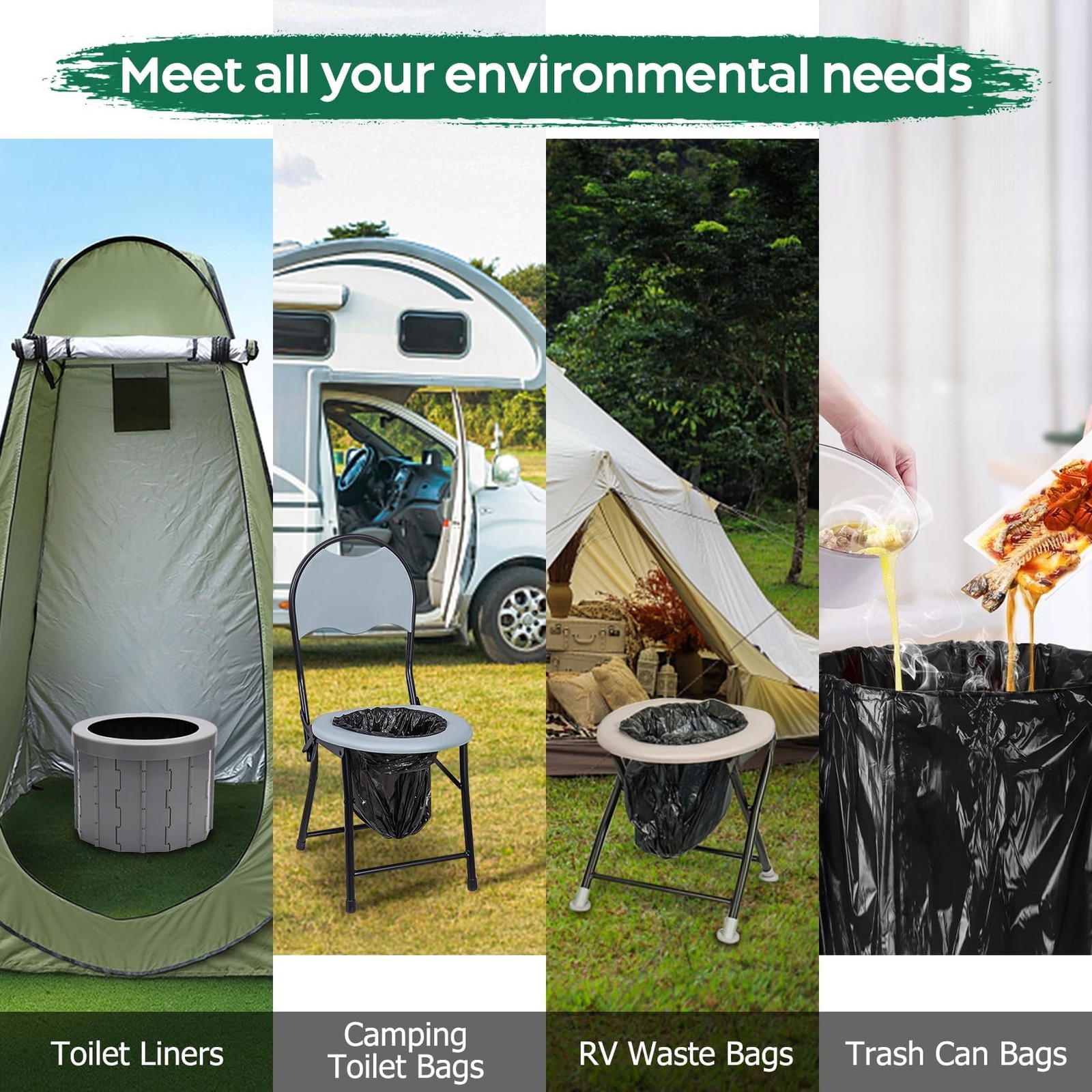 120 Portable Camping Toilet Bags, Biodegradable Compostable 5-8 Gallon Emerge…