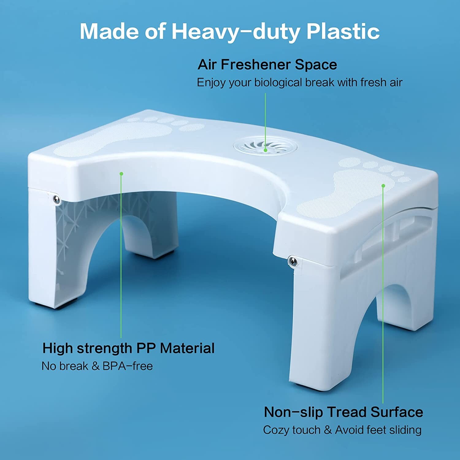 Taburete plegable para inodoro para adultos, plástico resistente de 7 pulgadas