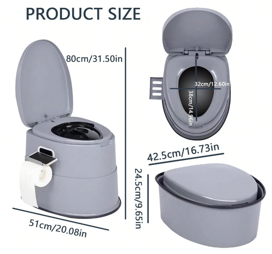 Portable Camping Toilet Jumbo Porta Potty w Removable Bucket RV Travel