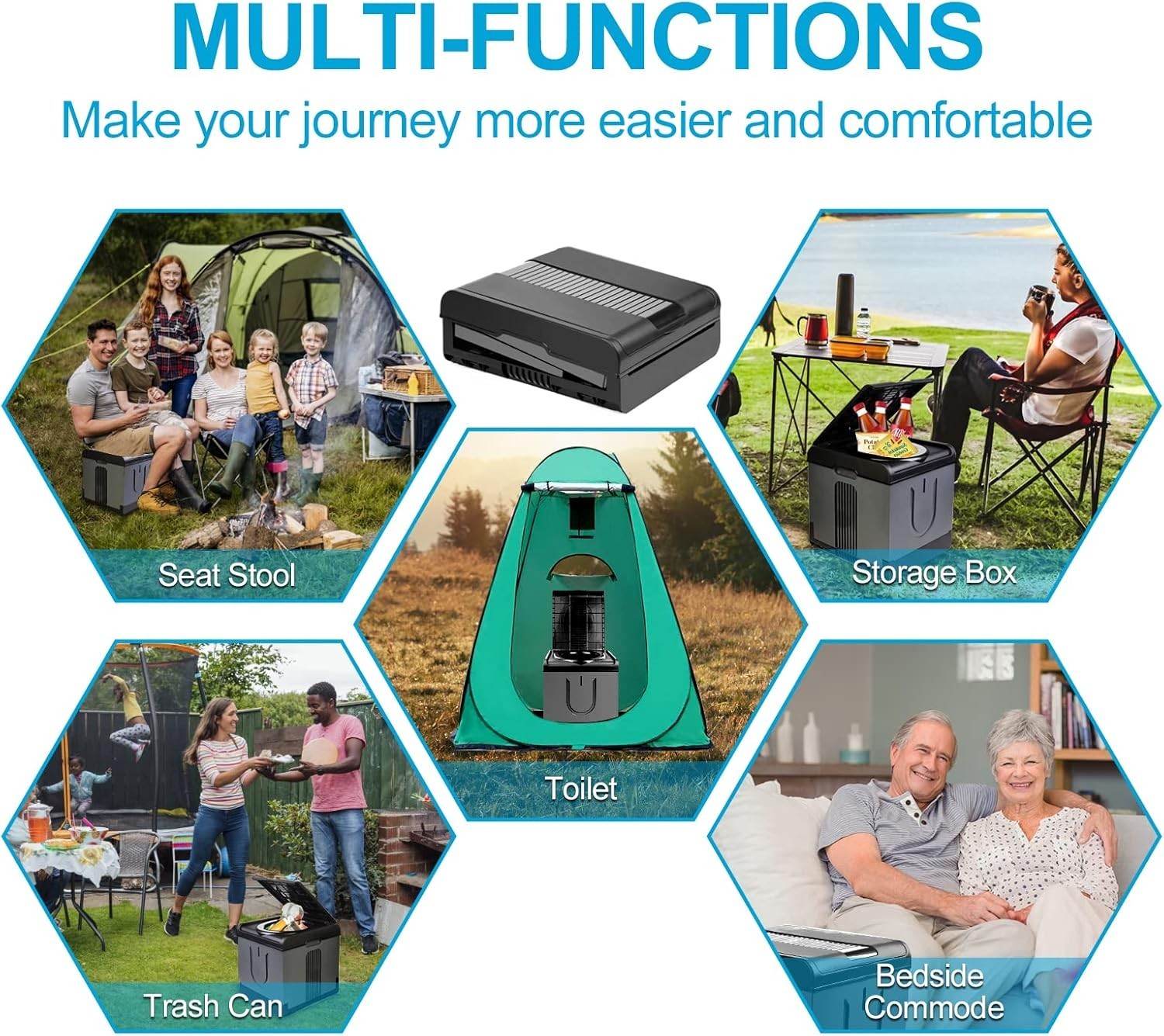 Portable Toilet Camping Toilets for Car Indoor Outdoor Commode Foldable Travel P