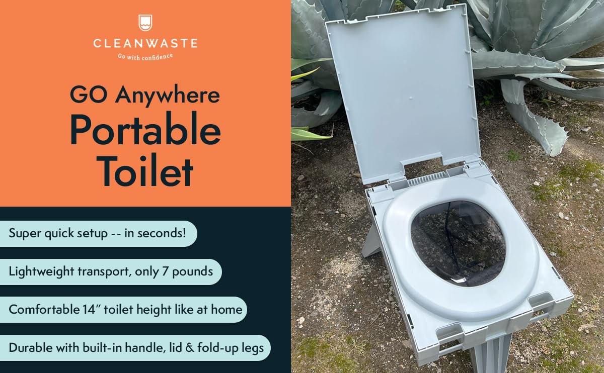 GO Anywhere Portable Folding Toilet Plus Bonus Original Wag Bag Kit