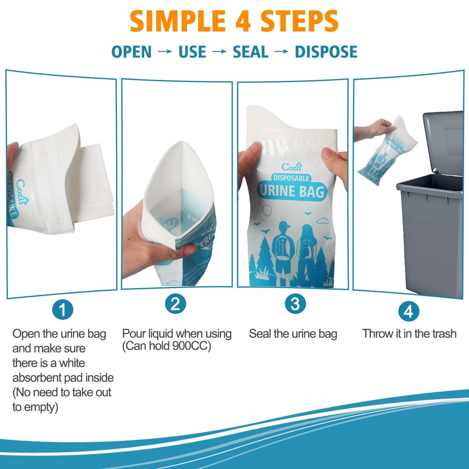 Disposable Urine Bags 10 PCS – 900ML Portable Pee Bags for Travel, Unisex Uri…