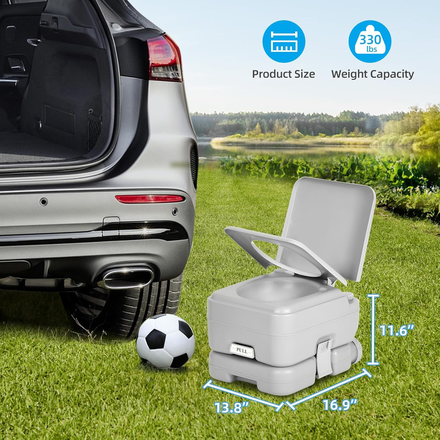 Portable 3.2 Gallon Toilet for Camping, RV, Boating & Hiking – Anti-Leak Design