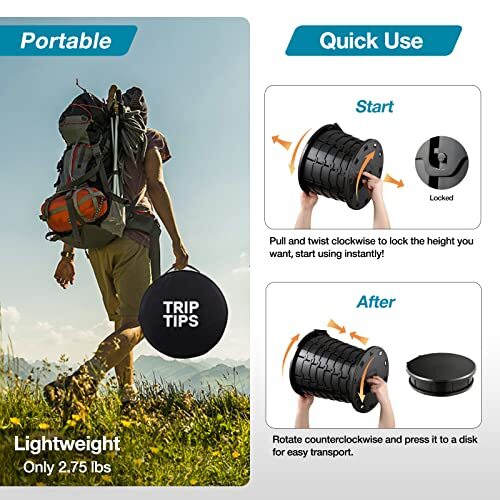 Upgrade Retractable Portable Toilet Travel Toilet Adjustable Height Camping T…