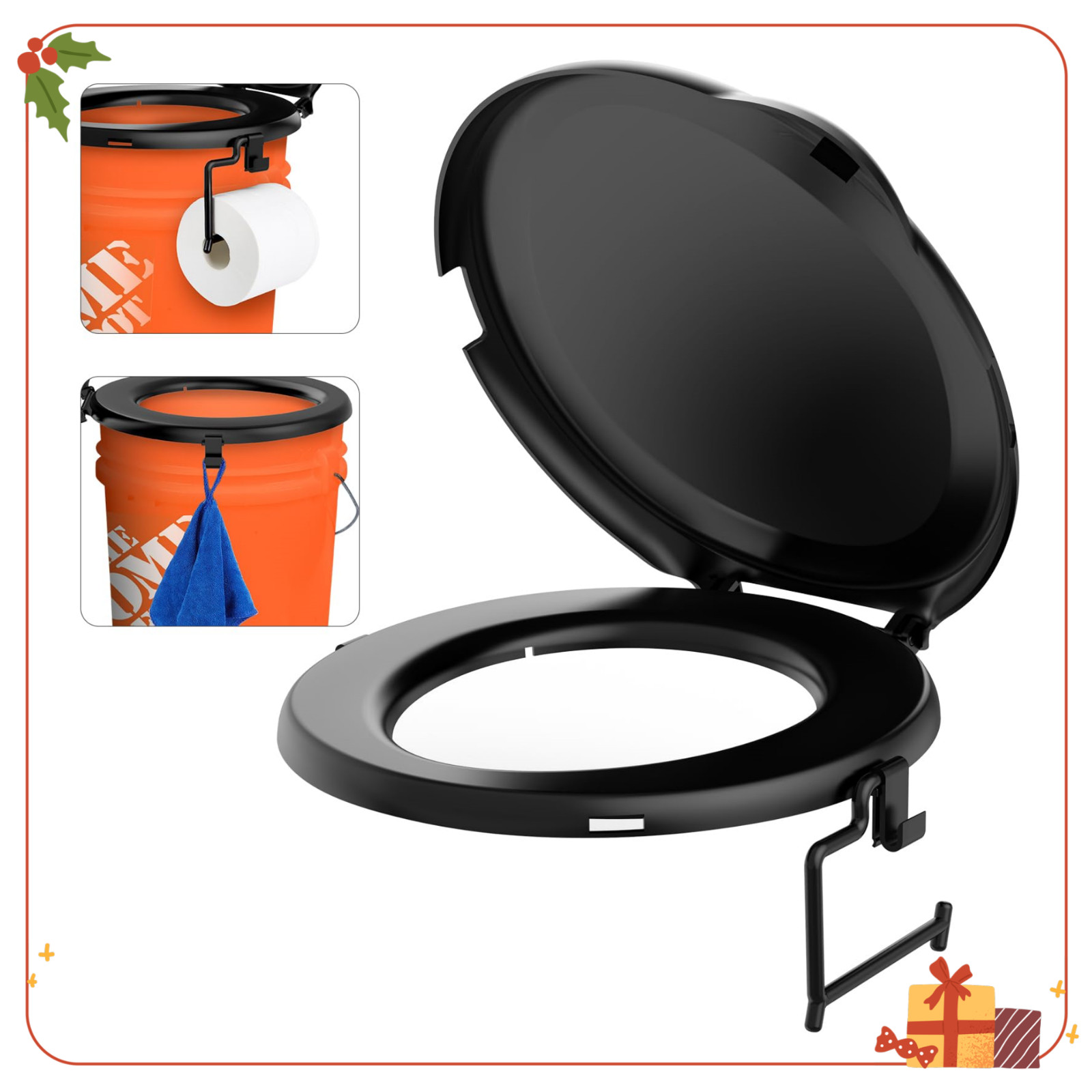 Durable Portable Toilet Seat for 5 Gal Buckets Camping Toilet Seat with Lid
