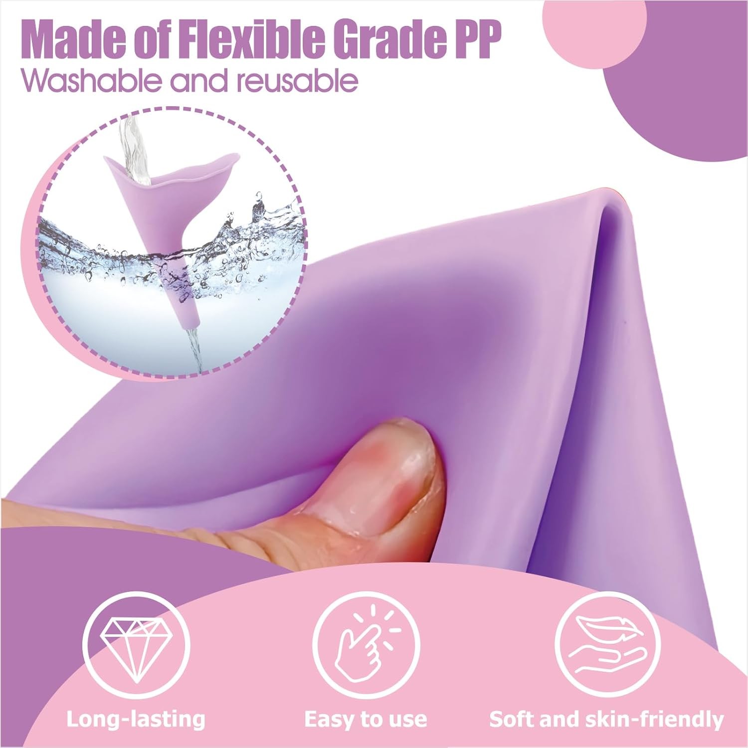 2-10x Travel Female Urination Device, Silicone Reusable Female Urinal Pee Funnel