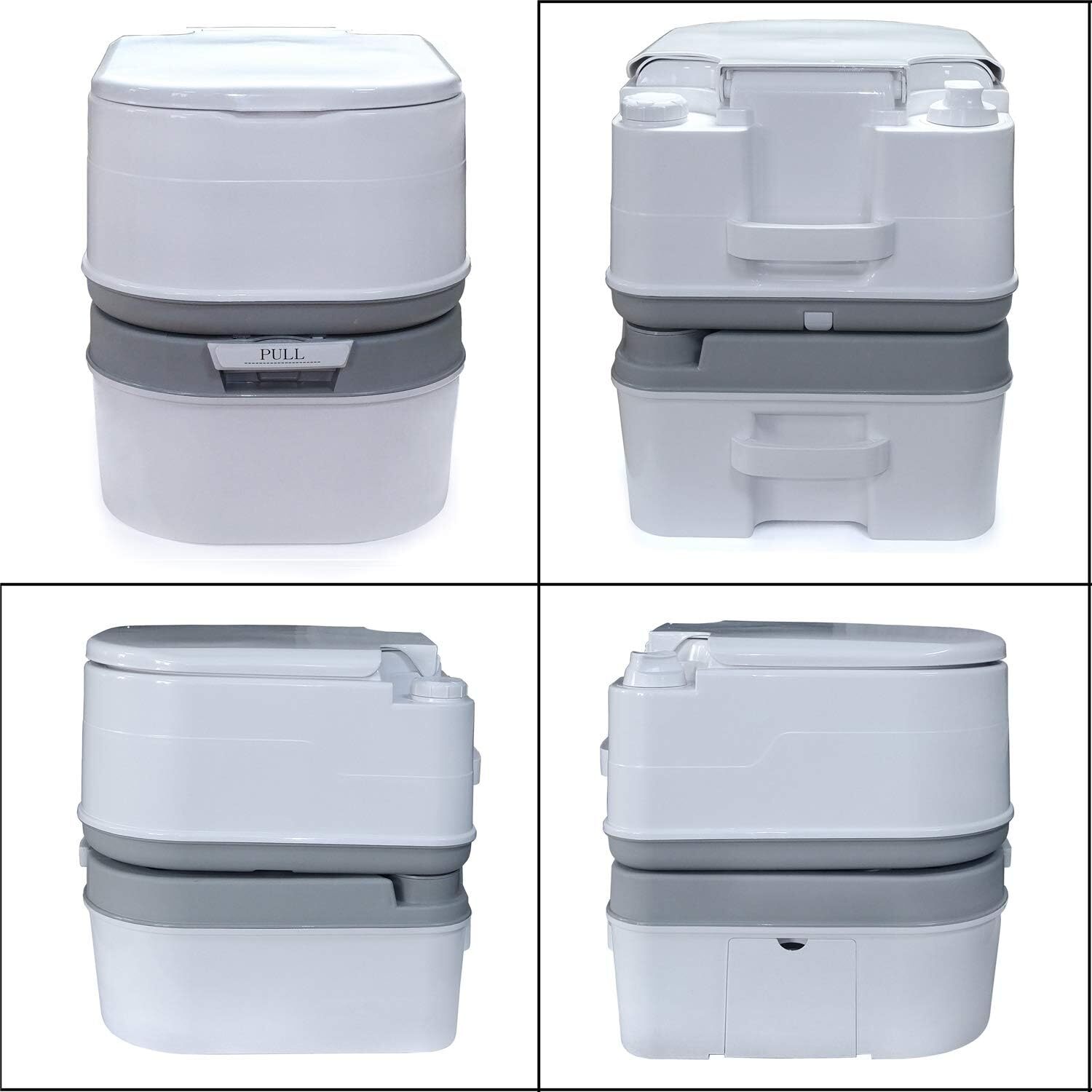 6.3 Gallon 24L Advanced Portable Toilet Flush Camping Travel Piston Pump Commode