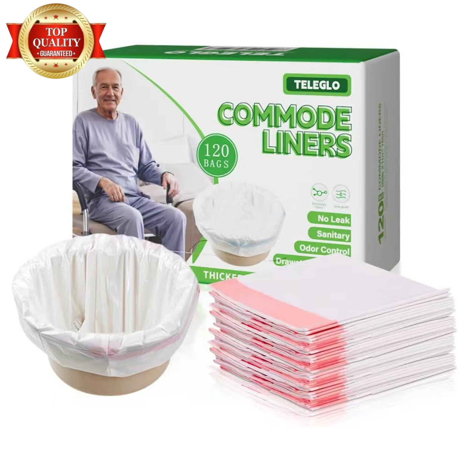 Commode Liners 120PCS Bedside Commode Liners Disposable-Portable Toilet Bags for