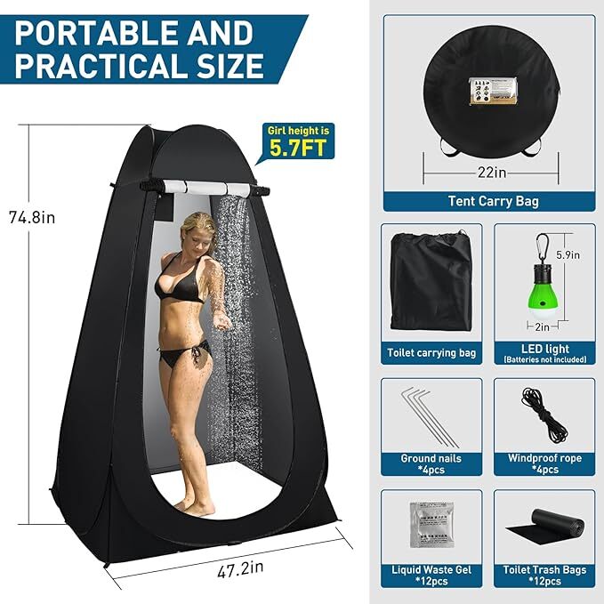 Portable Potty Toilet with Pop-Up Privacy Tent Outdoor Camping Travel Mobile US