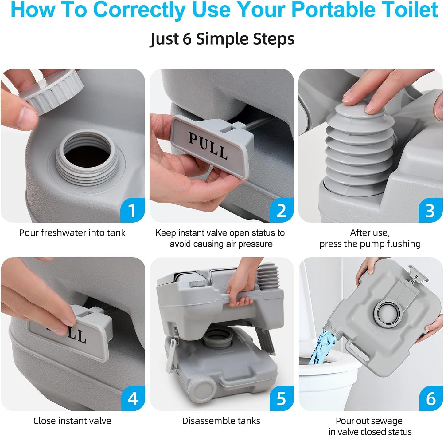 YITAHOME Portable Toilet 2.6 Gallon Camping RV Potty, Double Water Outlet, Pr…